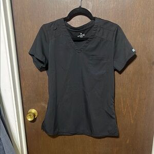 Med Couture Black V-Neck Scrub Top